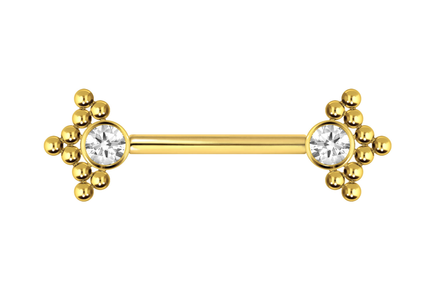 Titan Barbell Piercing mit Push Fit KRISTALL + 3 KUGELDREIECKE